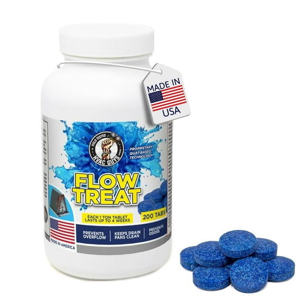 HVAC GUYS Flow Treat Tabs - 200 Tablets | AC Drain Line Cleaner | Prevents Odors, Keeps HVAC Drain Pan Clean, Prevents Overflow | One Tablet Lasts up to 4 Weeks