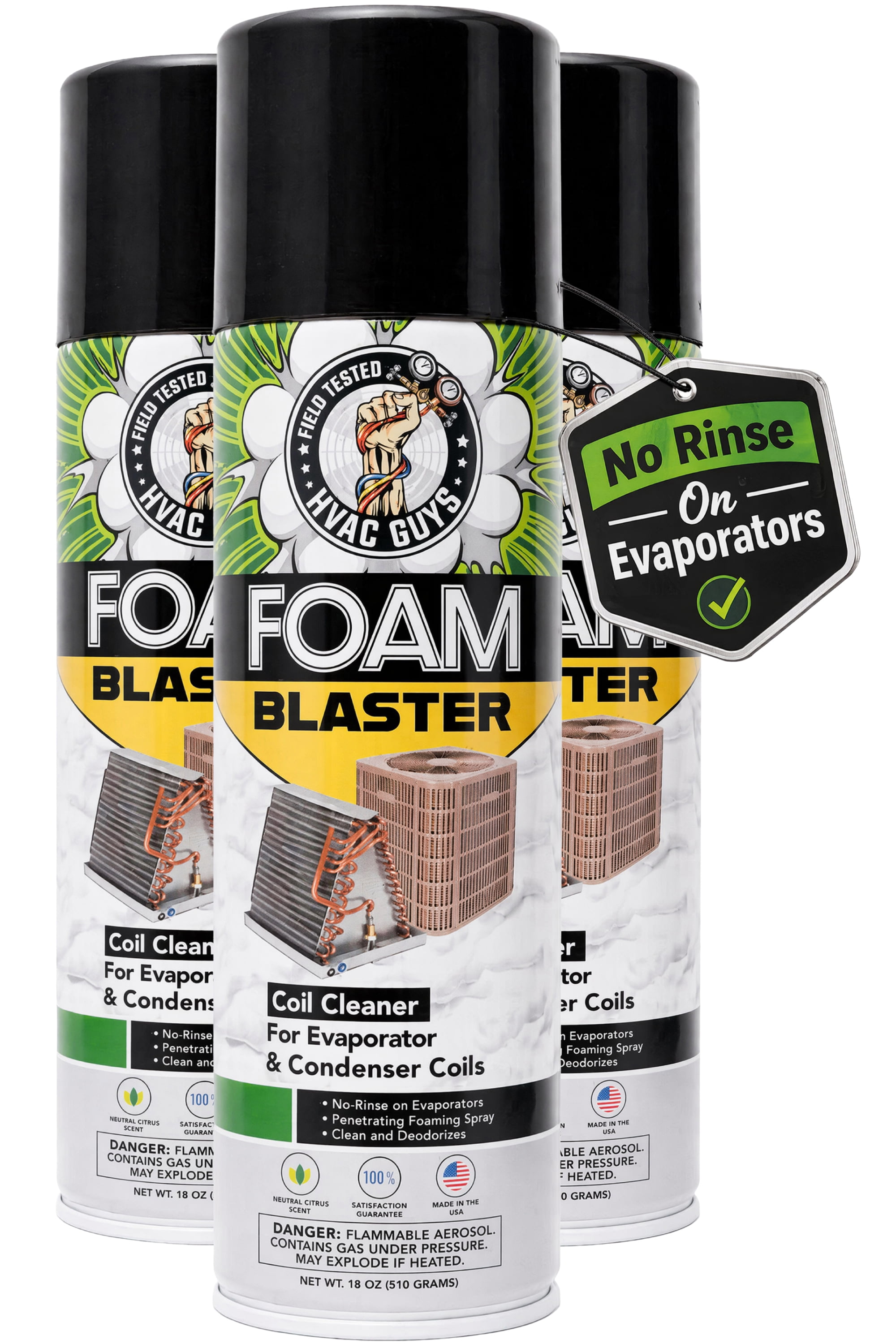 HVAC GUYS Foam Blaster 3 Pack | AC Coil Cleaner Foam Cleaner | Neutral ...