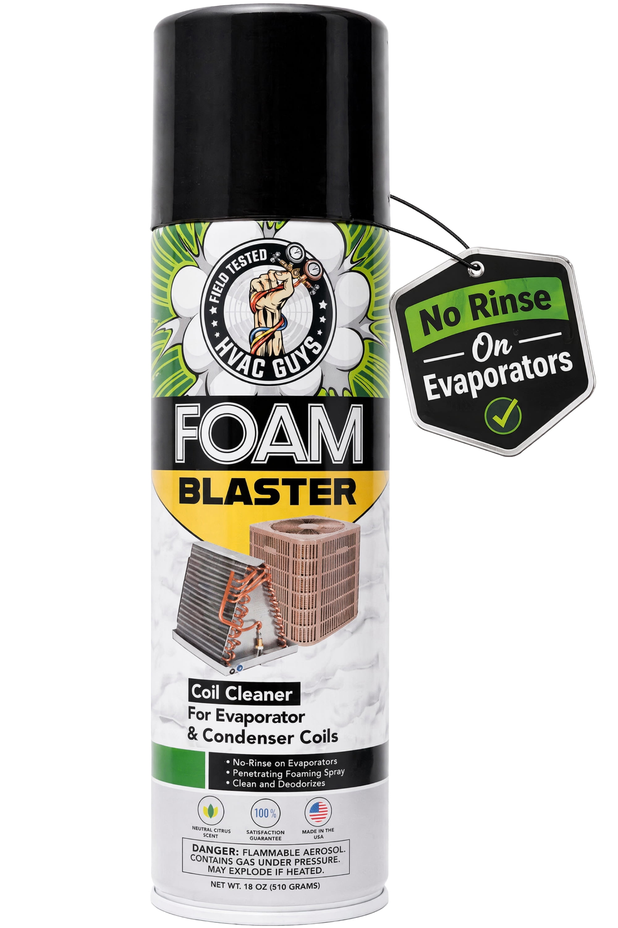 HVAC GUYS Foam Blaster Air Conditioner Cleaner - AC Coil Cleaner Foaming No Rinse Formula - Coil Cleaner for AC Unit Condenser and Evaporator Coil Cleaner - Neutral Citrus Scent