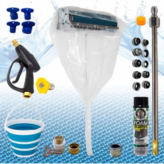 HVAC Guys Complete Mini Split Cleaning Kit | Mini Split Coil Cleaner Kit Includes 360 Degree Mini Split Cleaning Bag, Bucket, Spray Nozzle, Coil Cleaner, Faucet/Hose Adapter