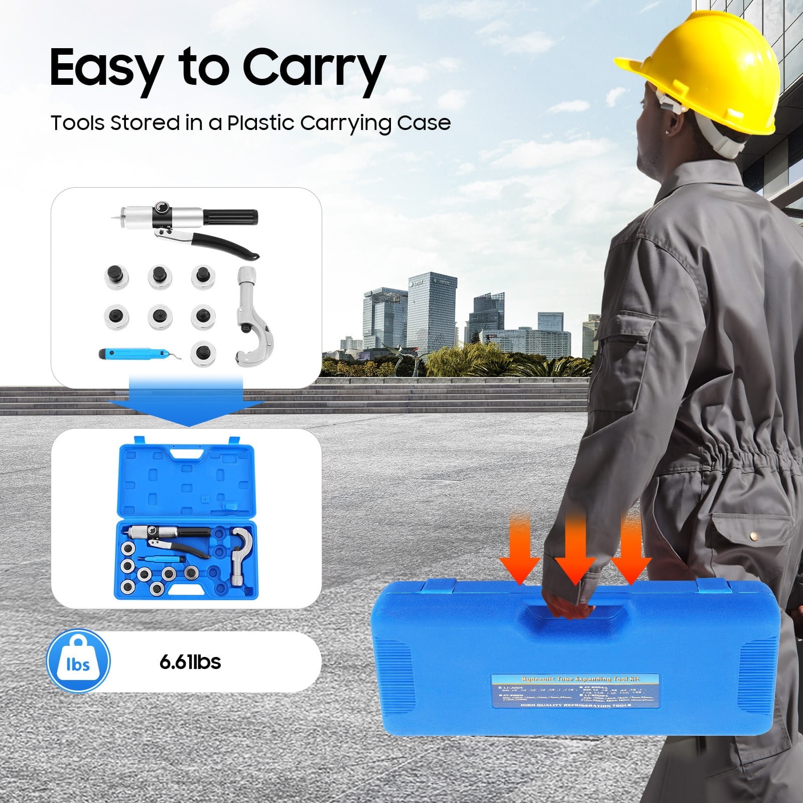 HVAC Hydraulic Swaging Tool Silver Black Kit Fit Copper Tubing Expanding Copper Tube Expander