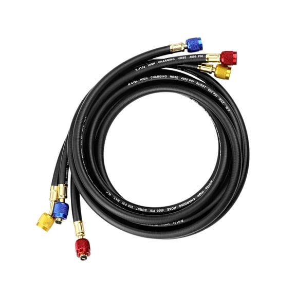 HVAC Manifolds Hose , HVAC Charging Hoses with Valves and 4 Brass Adapters for R134A R410A R22 Systems