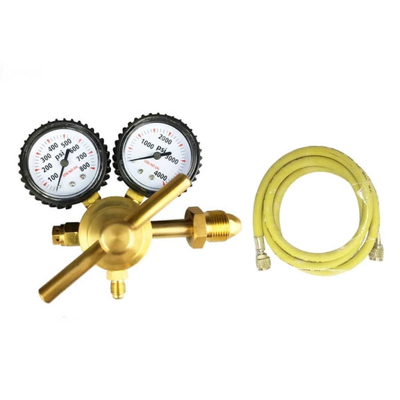 HVAC Nitrogen Pressure Testing Tool Kit, 0-800 PSI Regulator With 78.7 Inch Hose, CGA580 Brass Gauge For Air Conditioning Leak Detection And