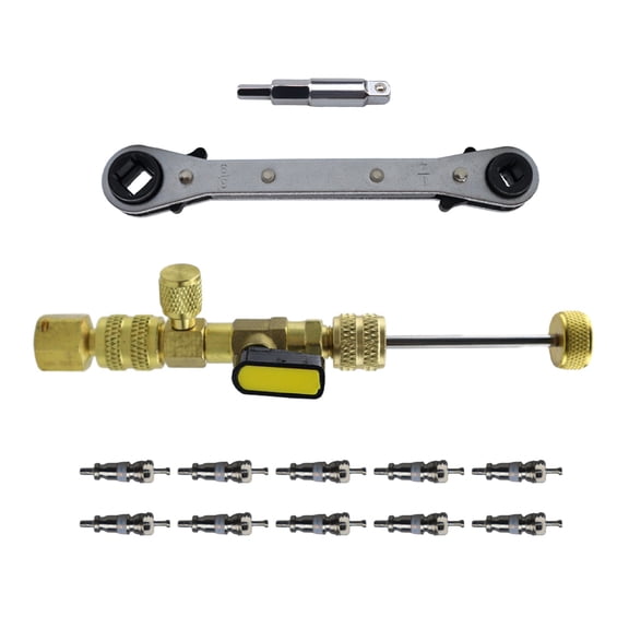 HVAC Service Wrench Valves Cores Remover Tool & Hex Bit Adapter for Refrigeration HVAC Equipments Repair