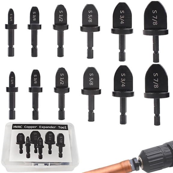HVAC Swaging Tool Kit, Copper Tube Expander Set, Flaring Tool Bit Set for Air Conditioner Repair and Maintenance