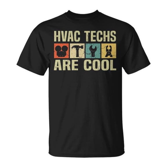 HVAC Tech Handyman HVAC Technician Graphic Tee Unisex Adult Cotton Work Repair Cooling Heating Job Shirt, Size 3XL, Color Black