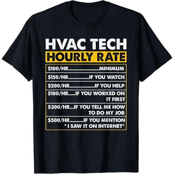 HVAC Tech Tools Funny Vintage HVAC Technician Hourly Rate T-Shirt