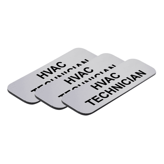 HVAC Technician 1 x 3" Name Tag/Badge, Silver, (3 Pack)
