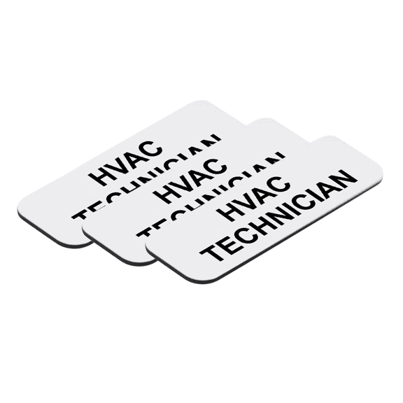 HVAC Technician 1 x 3" Name Tag/Badge, White, (3 Pack)