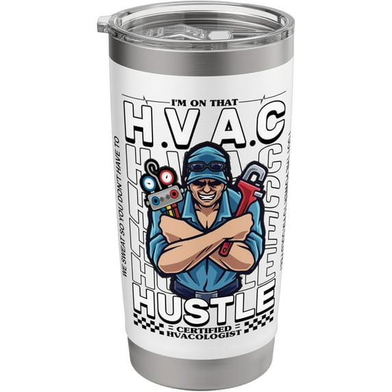HVAC Technician Funny AC Technicians Heat Tech Engineer Stainless Steel Insulated Tumbler White 20 oz