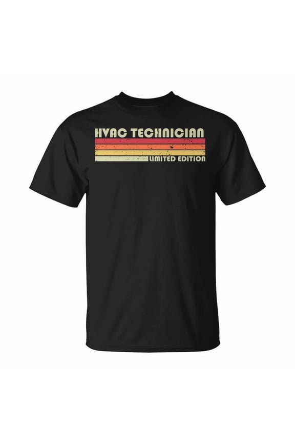 HVAC Technician Job Title Graphic Tee Unisex Adult Cotton Profession Workwear T-Shirt for Birthday or Casual Wear, Size S, Color Black