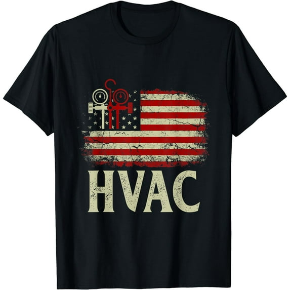 HVAC Technician Men American Flag USA Vintage T-Shirt