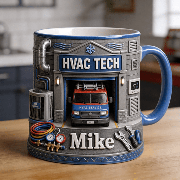 HVAC Technician Mug 3D Effect Personalized Air Conditioning Tools Gift