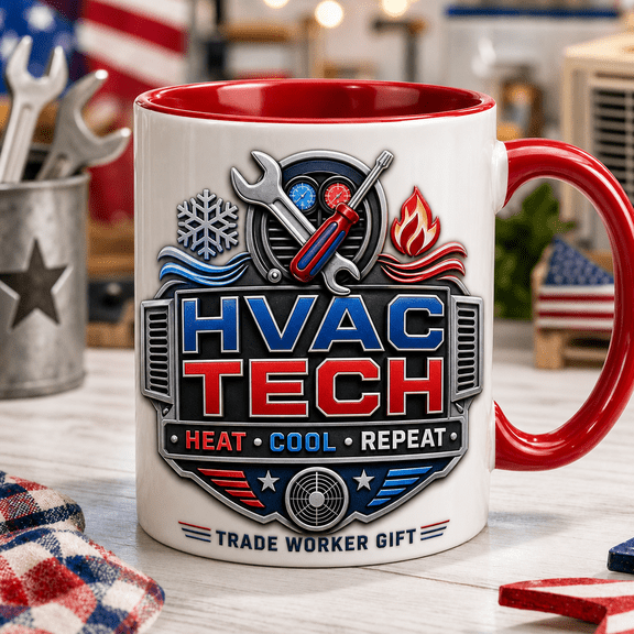 HVAC Technician Mug Heat Cool Repeat Trade Worker Gift for Service Techs