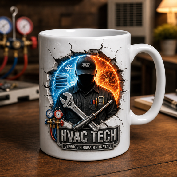 HVAC Technician Mug Personalized Custom Name Cup Gift for HVAC Tech Service Pros