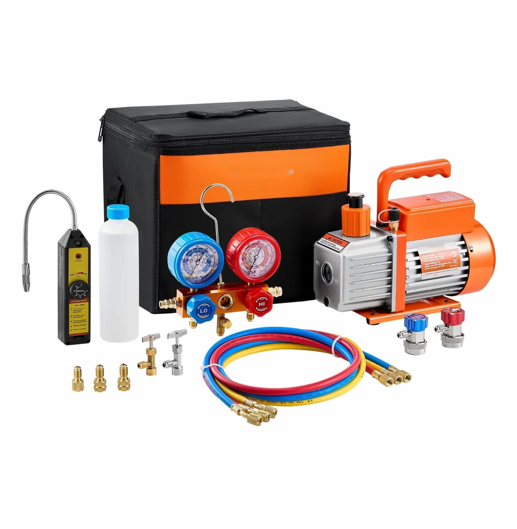 HVAC Vacuum Pump Kit 4.5 CFM - Manifold Gauge Set, R134a R22 R410A, AC Refrigerant Recovery Tool for Automotive & HVAC Systems