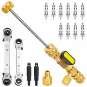 HVAC Wrench Tool AC Schrader Valve Core Remover Set 1/4 and 5/16 Port Installer