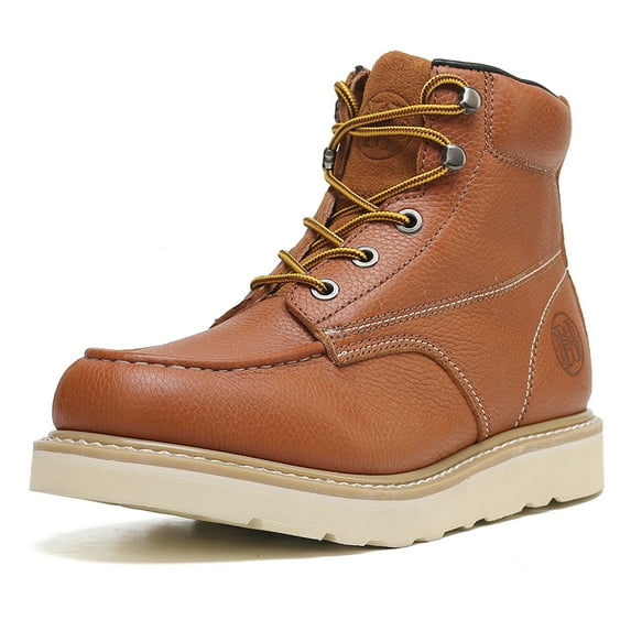 HVB302 6 inch Soft Toe Durable Mens Work Boots,100% Leather Slip Resistant Water Resistant Oil Resistant Goodyear Welt Work Boots