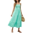 thumbnail image 1 of HVEOO Women Boho Long Dress Spaghetti Strap Flowy Maxi Dress Beach A Line Sundress, Green, 1 of 8