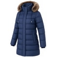 thumbnail image 1 of HVEOO Warm Winter Puffer Coat Fleece LinedWaterproof Long Down Jacket for Women, Navy, 1 of 8