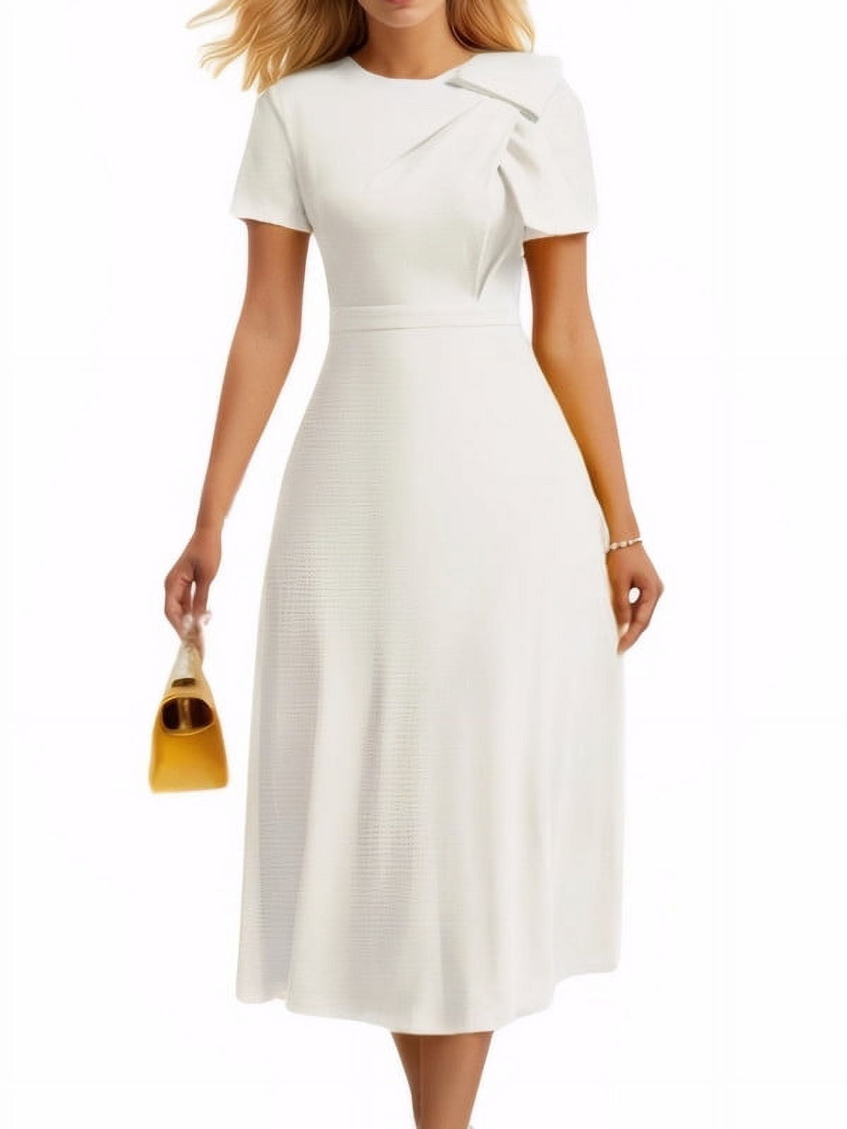 HVEOO Women's White A-Line Pleated Midi Dress, Short Sleeve, Casual Summer Elegant XXL - Walmart.com HVEOO Women's White A-Line Pleated Midi Dress, Short Sleeve, Casual Summer Elegant XXL - Walmart.com