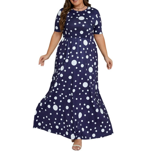 HVEOO Women Short Sleeve Loose Plain Casual Breathable Long Maxi Dress with Pockets