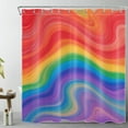 thumbnail image 1 of HVEST Abstract Rainbow Wave Shower Curtain with Colorful Marble Swirl Texture Design - Modern Geometric Boho Bathroom Decor, Waterproof Polyester Fabric, Includes 12 Hooks, 72x72 Inches, 1 of 8