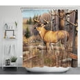 thumbnail image 1 of HVEST  Autumn Prairie Moose Shower Curtain, Wild Animal Elk on the Fall Grassland Natural Scenery Shower Curtain for Bathroom, waterproof  Polyester Fabric Bath Curtain with Hook, 69X70 inch, 1 of 5