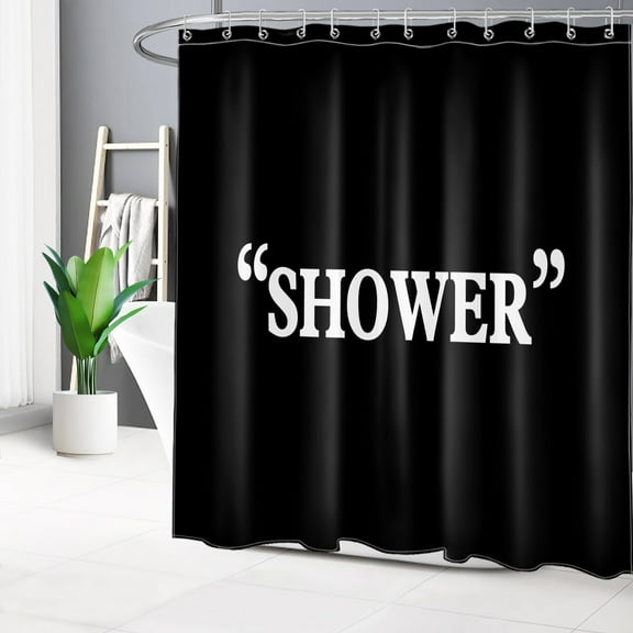 HVEST Black Minimalist Shower Curtain with Black and White Design - Modern Simple Aesthetic Bathroom Decor, Waterproof Polyester Fabric, Includes 12 Hooks, 72x78 Inches