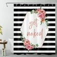 thumbnail image 1 of HVEST Black and White Striped Shower Curtain for Bathroom Pink Floral and Eucalyptus Leaf Country Plant Bathroom Shower Curtains with Hooks, Get Naked Bathroom Curtains Shower Set 60x72 inch, 1 of 5