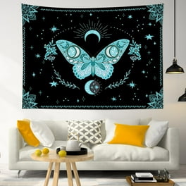 HVEST Butterfly Tapestry Black and White Plants Floral Tapestries Sun Moon Phase Constellation Wall Hanging Trippy Aesthetic Tapestry for Living Room Bedroom Dorm Poster Kitchen Home Decor 40x60 Inch ...