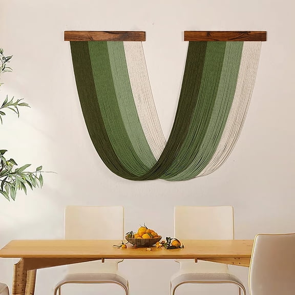 HVEST Boho Green Macrame Wall Hanging, Green Tapestry Macrame Wall Hanging Large Bohemian Yarn Handmade Tapestry Wall Home Room Decor
