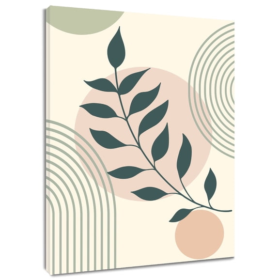 HVEST Boho Mid Century Wall Art Modern Abstract Geometric Canvas Wall Art Beige Framed Wall Decor for Living Room Bedroom Home, 12 X 12 inches