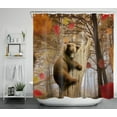 thumbnail image 1 of HVEST Brown Bear Shower Curtain, Fall Forest Wild Animals Bear White Owl and Autumn Float Down Maple Leaf Shower Curtain for Bathroom, Waterproof Polyester Fabric Bath Curtain with Hook, 72X72 inch, 1 of 5