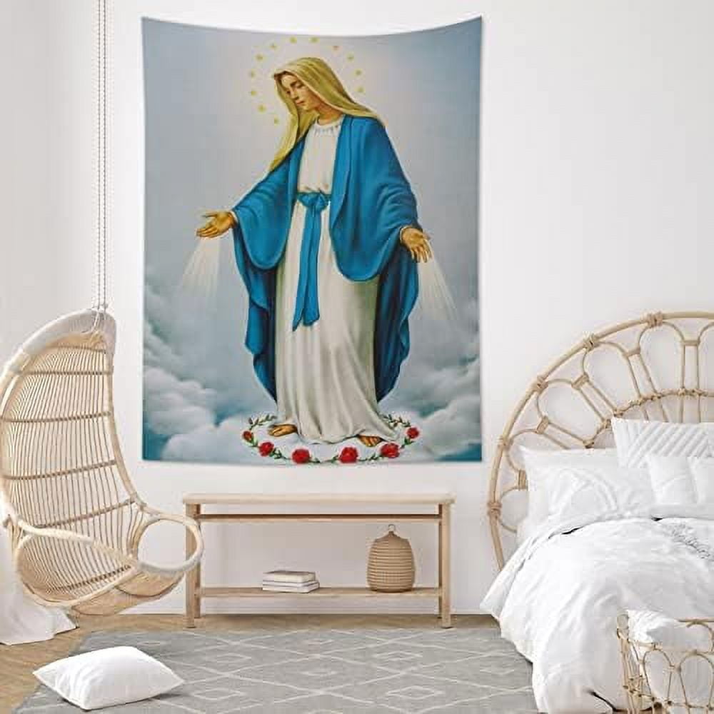 HVEST Christian Tapestry Virgin Mary and Jesus Christ in Paradise Wall ...