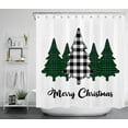 thumbnail image 1 of HVEST  Christmas Shower Curtain Black White Check Plaid Pine Trees Farmhouse Shower Curtains for Bathroom Decorations Set with Hooks 70x69 inch Waterproof Polyester Fabric, 1 of 6