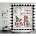 thumbnail image 1 of HVEST Christmas Shower Curtain,Xmas Tree and Gifts on Red Bicycle Bathroom Shower Curtain,Black and White Checkered Polyester Waterproof Fabric Decor Accessories Bath Curtain with Hooks,70x69 Inches, 1 of 6