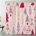 thumbnail image 1 of HVEST Christmas Tree Shower Curtain Decor,Abstract Christmas Trees and Grey Snowflake on Pink Shower Curtain for Bathroom 72X78 inch Polyester Fabric Bathroom Decoration Bath Curtains Hooks Included, 1 of 8