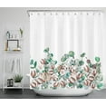thumbnail image 1 of HVEST Country Cotton Flower Shower Curtain , Watercolor Plant Eucalyptus Green Leaves and Cotton Floral Shower Curtain Rustic Style Bathroom Polyester Fabric Decor Curtain with Hooks, 72X72 inch, 1 of 5