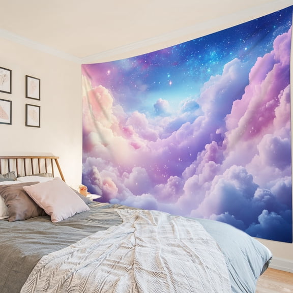 HVEST Fantasy Cloud Tapestry Wall Hanging Purple Pink Pastel Sky Cloud Wall Tapestry for Bedroom Nature Landscape Tapestry for Living Room College Dorm Home Decor,92.5x70.9 inch
