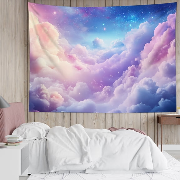 HVEST Fantasy Cloud Tapestry Wall Hanging Purple Pink Pastel Sky Cloud Wall Tapestry for Bedroom Nature Landscape Tapestry for Living Room College Dorm Home Decor,59x51 inch