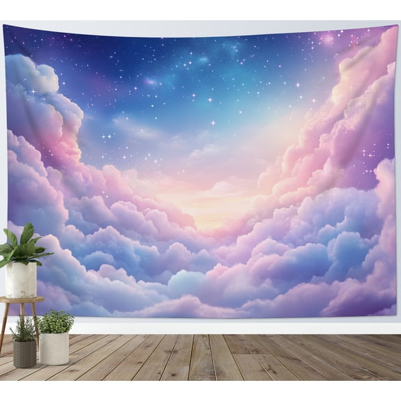 HVEST Fantasy Pink Cloud Tapestry Wall Hanging Purple Pink Pastel Sky Cloud Wall Tapestry for Bedroom Nature Landscape Tapestry for Living Room College Dorm Home Decor,80x60 inch