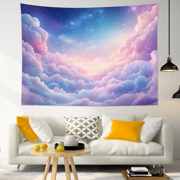 HVEST Fantasy Pink Cloud Tapestry Wall Hanging Purple Pink Pastel Sky Cloud Wall Tapestry for Bedroom Nature Landscape Tapestry for Living Room College Dorm Home Decor,60x40 inch