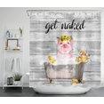 thumbnail image 1 of HVEST Farm Pig and Get Naked Shower Curtain Funny Animal with Yellow Sunflower Bathroom Shower Curtain with Hooks Rustic Planks Polyester Waterproof Durable Fabric Bath Decor Accessories,72x78 Inches, 1 of 7