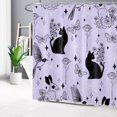 thumbnail image 1 of HVEST Floral Cat Shower Curtain with Wildflower Butterfly and Bird Rabbit Design - Animal Purple Bathroom Decor, Waterproof Polyester Fabric, Includes 12 Hooks, 72x72 Inches, 1 of 7
