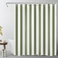 thumbnail image 1 of HVEST Geometric Striped Shower Curtain with Green and White Vertical Striped Design - Modern Simple Bathroom Decor, Waterproof Polyester Fabric, Includes 10 Hooks, 60x72 Inches, 1 of 6