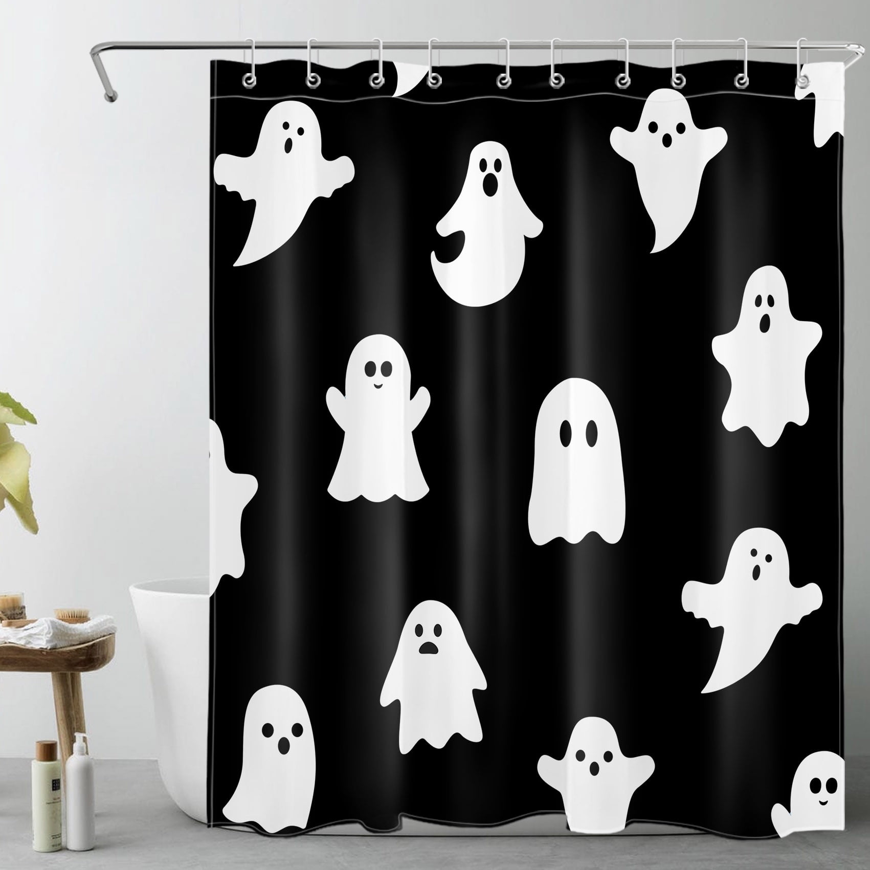 HVEST Halloween Ghost Shower Curtain for Bathroom Spooky Cute Funny ...