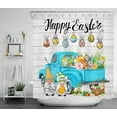 thumbnail image 1 of HVEST Happy Easter Shower Curtain for Bathroom,Colorful Egg and Rabbit on Truck Decor Accessories Bath Curtain,Gnome on Rustic Plank Polyester Waterproof Fabric Shower Curtain with Hooks,70x69 Inches, 1 of 6