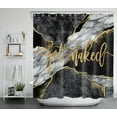 thumbnail image 1 of HVEST Marble Get Naked Shower Curtain Black Gold Marble Texture Abstract Shower Curtains for Bathroom Funny Quotes Modern Bathroom Decor, Polyester Fabric Bath Curtain with Hooks, 70x69 Inches, 1 of 6