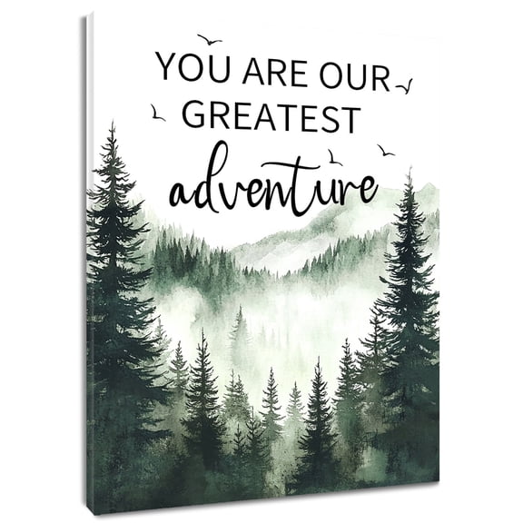 HVEST Misty Forest Mountain Wall Art Inspirational Quotes and Trees Canvas Wall Art Nature LandscapeNature Landscape Wall Decor for Living Room Bedroom Home, 12 X 16 inches